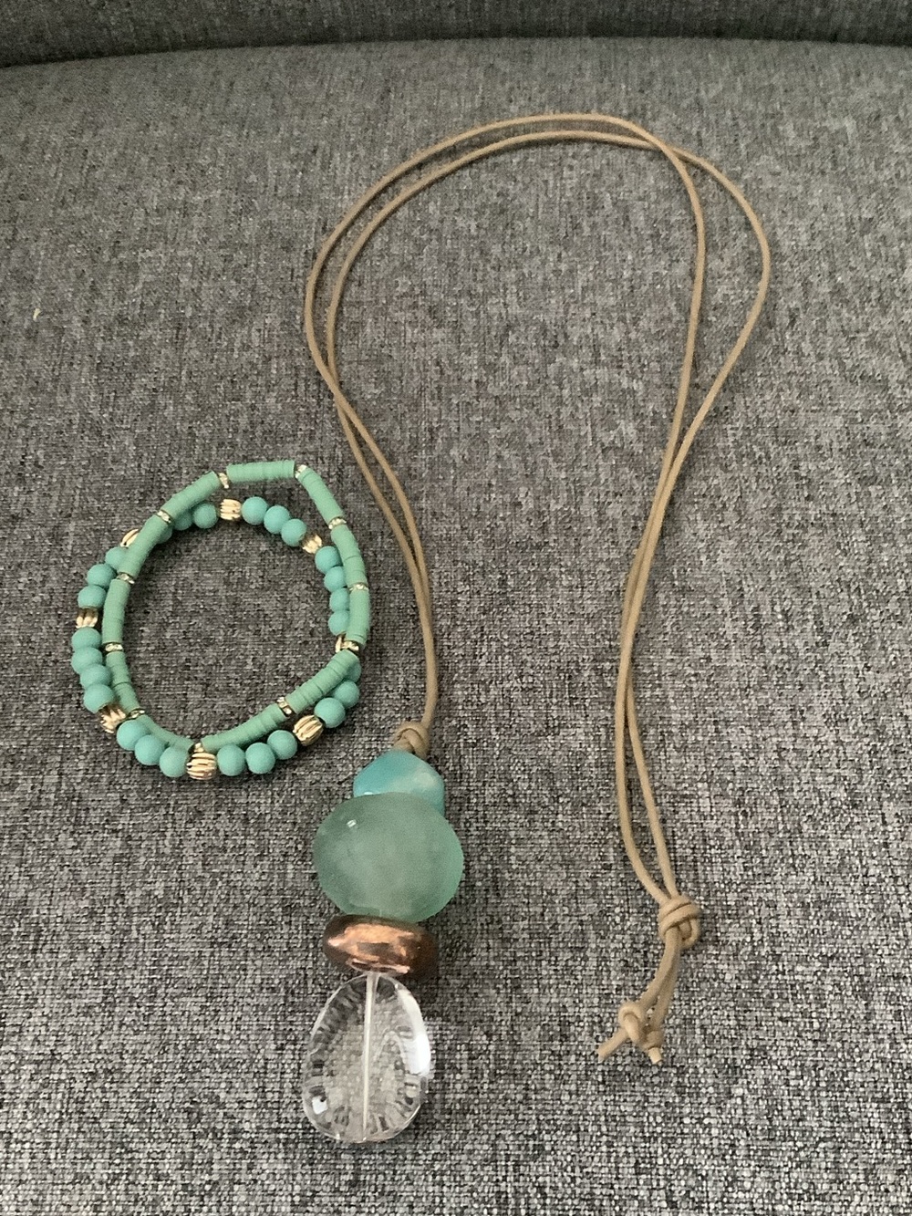 J. Jill Turquoise Bead Bracelet and Aqua Pendant Necklace